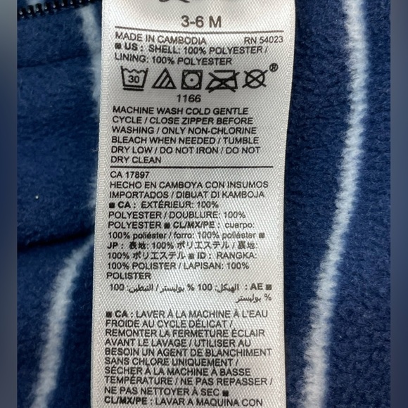 Old Navy Blue and White Striped Footie One Piece with Hood 3-6m baby - Picture 6 of 10